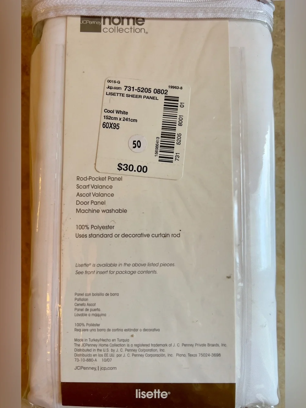 Lot of 2) JcPenny Lisette Rod Pocket Sheer Panel 95